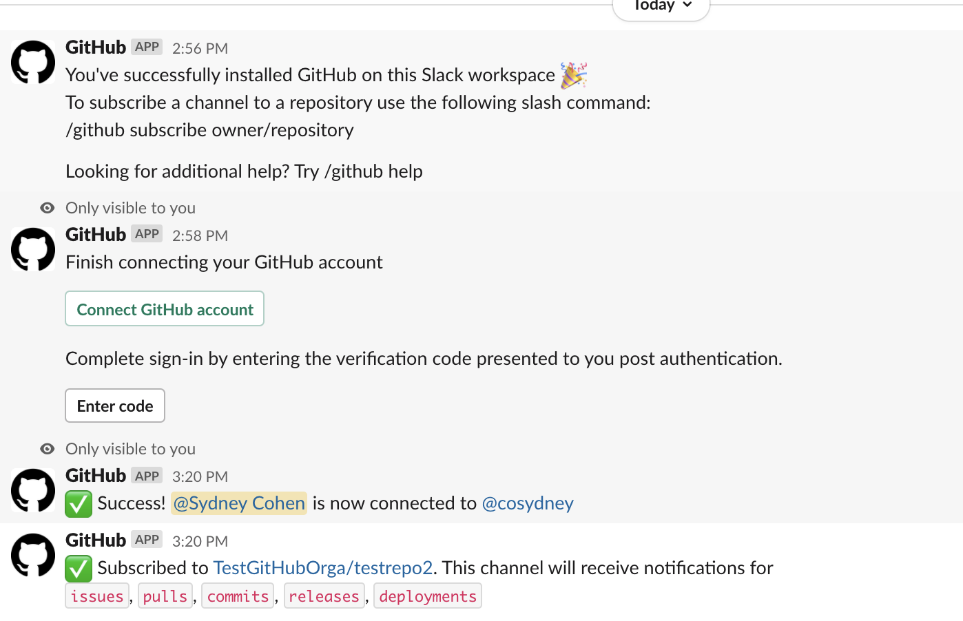 Official Slack GitHub integration